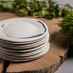 2 Black and White Ceramic Modern Handmade Salad Plates, Modern Bohemian Pottery Dinnerware Plates for Two image 5