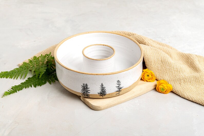 Handmade Pottery White Gugelhupf Cake Baking Pan, Ceramic Bundt Baking Dish, Ring Cake Baking Pan, Wedding Gift image 2