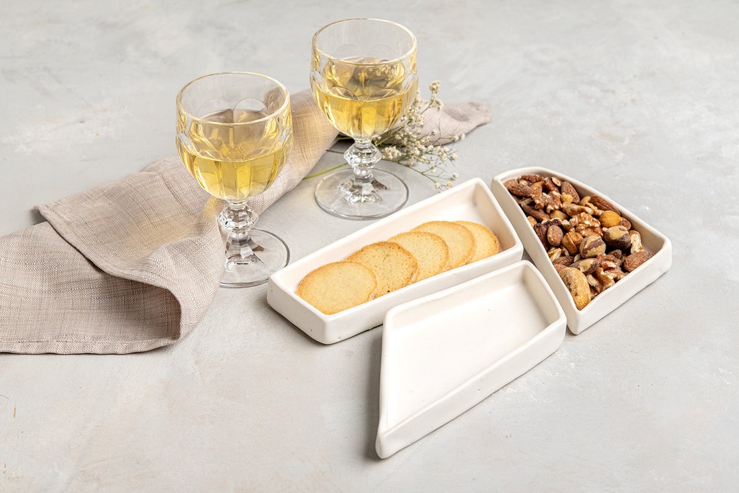 Handmade Ceramic Set of 3 Tapas Serving Dishes, Divided Offering