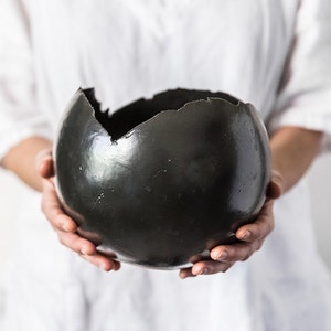 X-Large Black Ceramic Contemporary Planter, Vase For Flowers