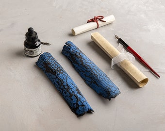 Rustic Blue Handmade Modern Mezuzah Case, Large Textured Jewish Mezuzah, Gift for Jewish Friends
