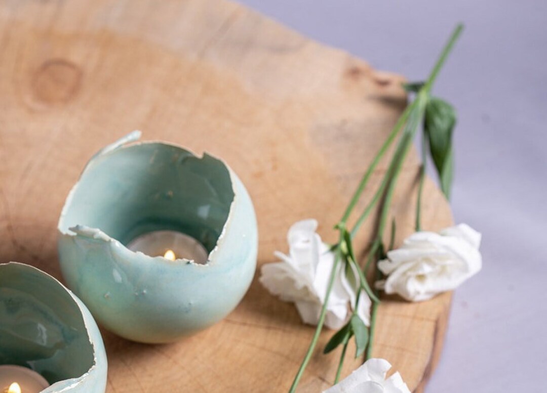 Green Ceramic Votive Candle Holder - Etsy