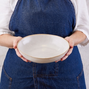 Pottery Handmade Matte Milky White Large Serving Bowl, Set of 3 Round Pasta Serving Dish, Ceramic Dinner Serving Dishes image 8