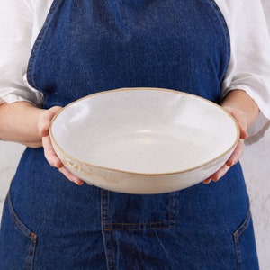 Extra Large / Large / Medium Size Pottery Serving Bowls, Handmade Off-White Serving Bowl, Ceramic Large Serving Dish, Rustic Modern Bowls