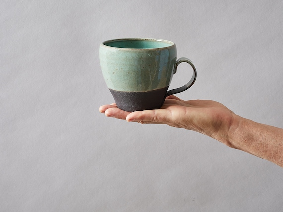 Turquoise Pottery Mug, Ceramic Mug, Tall Coffee Mug, Ceramic Coffee Mug,  Latte Mug, Large Tea Mug, Large Tea Cup, Handmade Coffee Mug 