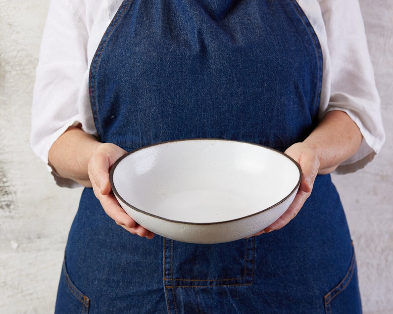 Shiny White Pottery Serving Set, Handmade Ceramic Serving Bowl Set, Wedding Gift for the Couple, Christmas Gift image 5