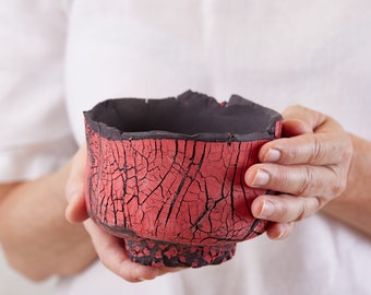 Red Decorative Japanese Ceramic Bowl