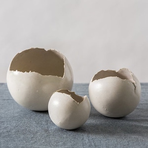 Set of 3 Modern White Ceramic Planters
