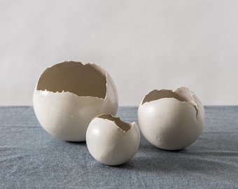 Set of 3 Modern White Ceramic Planters