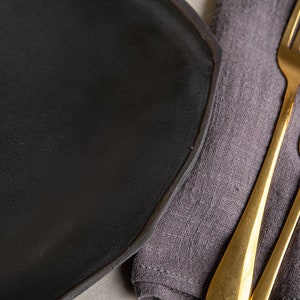 XL Black Amorphic Shape Platter, Large Flat Black Plate, Dinner Black Serving Dish, Fancy Eclectic Dinner Dish, Fruit / Cake / Cheese Plate image 8