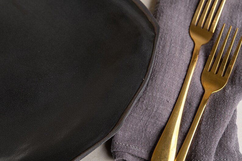 XL Black Amorphic Shape Platter, Large Flat Black Plate, Dinner Black Serving Dish, Fancy Eclectic Dinner Dish, Fruit / Cake / Cheese Plate image 8