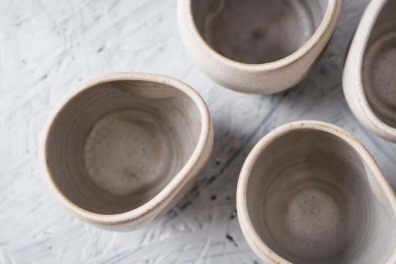 Set of 2 Beige Ceramic Espresso cups Modern Tea Cups Set 8.5 Etsy