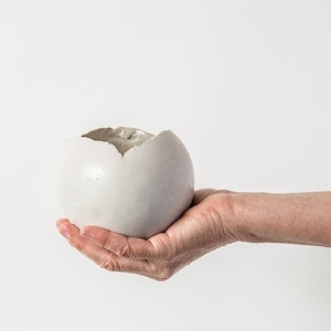 Medium White Ceramic Planter with  Drainage Hole and Saucer | Round Minimalist Vase For Flowers