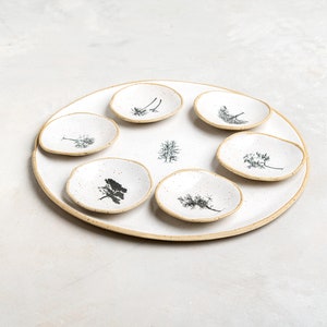 Große Platte und sechs kleine Servierplatten, handgefertigte Keramik-Chip- und Dip-Platte, Frühstück und Tapas-Servierplatte, Hochzeitsgeschenk