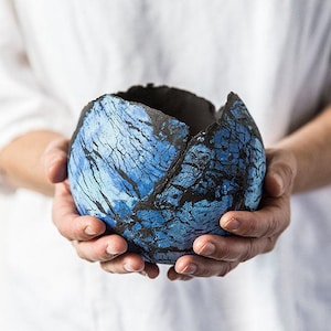 Stor blå och svart keramikkruka | Modern suckulentplanter