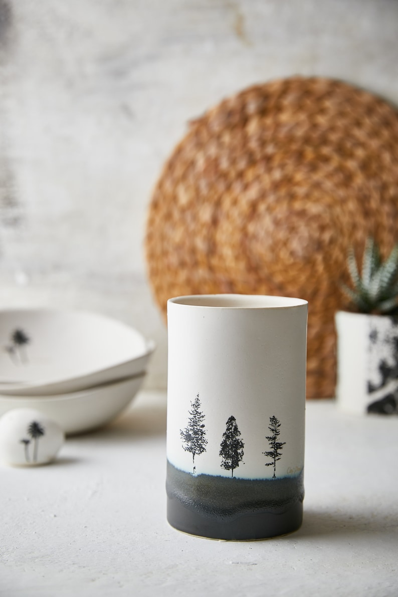 Tall Black & White Ceramic Lidded Jar Kitchen Storage Jar Etsy Canada