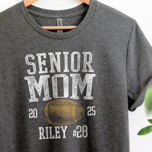Custom Senior Football Mom Dad Shirt - Game Day T-Shirts, Personalized Name, Number, Year, Graduation Parents Tee