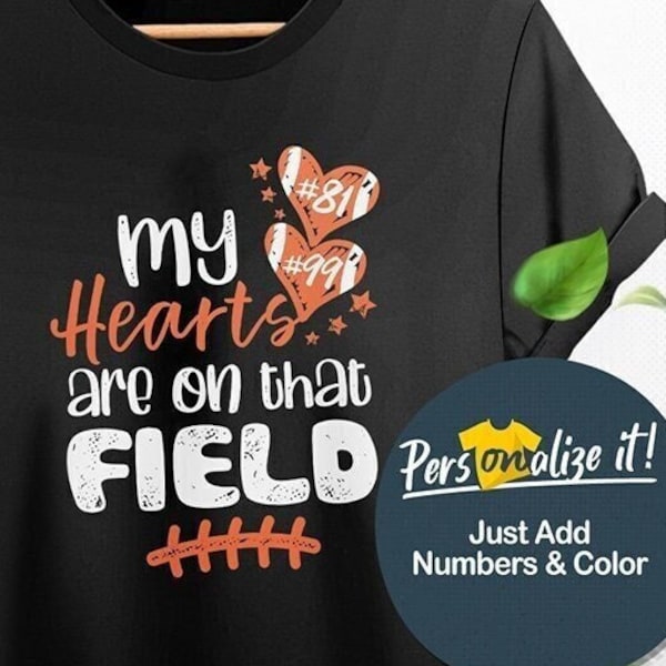 Football Mom Shirt Personalized - My Heart Is On That Field Personalized Football Mom T-shirt Football Mom Shirt Custom With Number Game Day
