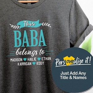 Baba Personalized Baba Shirt Baba Gifts From Grandkids Baba Birthday Gift  For Baba Gift Idea Fathers Day Grandfather Gift Baba T-shirt