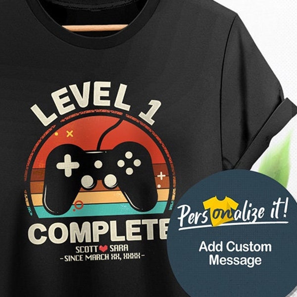 1st Anniversary Gamer Husband Gift, Gamer Boyfriend Gift, 1 Year Anniversary Gift For Gamer Couple, Level 1 Complete, Wedding Anniversary