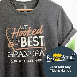 Personalized Grandpa Dad Fishing Shirt, Fishing Gift For Grandpa with Grandkids Name, Fathers Day, Birthday Fishing Lover