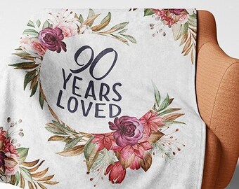 90 Years Loved Personalized Blanket, Grandma Blanket, 90th Birthday Gift Ideas For Grandma, Custom Gifts for Great Grandma