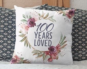 100 Years Loved Personalized Pillow, Grandma Pillow, 100th Birthday Gift Ideas For Grandma, Custom Gifts for Great Grandma