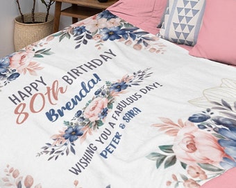 80th Birthday Blanket For Her, 80 Year Old Birthday Gifts for Women, Personalized Blanket For Mom Great Grandma, Any Age 1942 Birthday