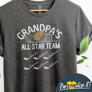 Personalized Hockey Grandpa Shirt With Grandkids Names - Custom Hockey Gifts For Dad Grandpa Birthday Gift For Grandpa Shirt - All Star