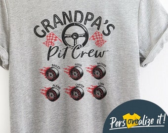 Grandpa Racing Shirt, Race Car Gift For Grandpa, Pit Crew shirt Grandpa Birthday Papa Shirt Car-loving Grandpa, Customized Grandpa Car Shirt