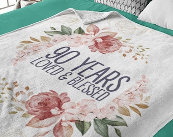 90 Years Loved blessed Personalized Grandma Blanket, 90th Birthday Gift Ideas For Grandma, Custom Gifts for Great Grandma Gift