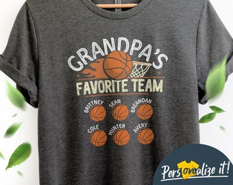 Personalized Grandpa Basketball shirt with grandkids names - Custom Basketball gifts for dad grandpa birthday gift for grandpa shirt