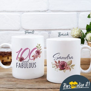 100th Birthday Gifts for Women, Gift for 100 Year Old Female, 100 Years Fabulous Since 1922 - White Coffee Mug for Wife Mom Nana Grandma Her