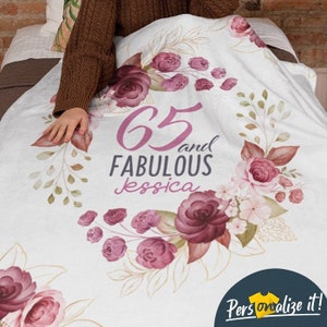 65th Birthday Gifts for Women, Gift for 65 Year Old Female, 65 Years Fabulous Since 1957 - Blanket for Wife Mom Nana Grandma Her