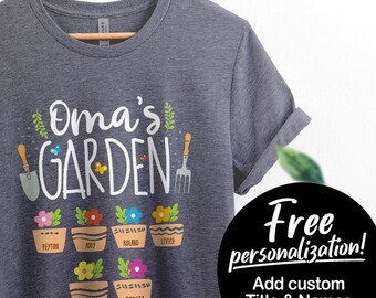 Personalized Oma’s Garden Shirt Oma Gift For Oma Nana Shirt Oma Shirt Grandma shirt Grandma Tee New Grandma With Grandkids Names