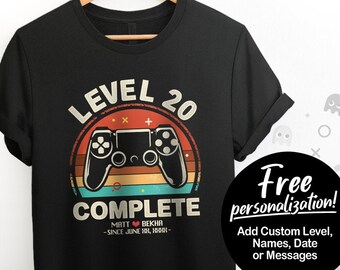 Fun Gaming Retro Gamer Level 20 Complete for 20th Birthday mens t-shirt top gift Fun Gaming Retro Gamer Level 20 Complete for 20th Birthday mens t-shirt top gift