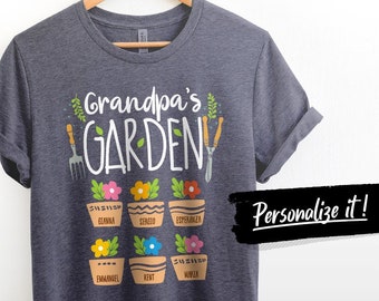 Personalized Grandpa's Garden Shirt Grandpa Gift For Grandpa Dad Shirt Pawpaw Shirt Baba shirt Grandpa Tee New Grandpa With Grandkids Names