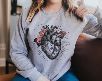 Human Heart Shirt Anatomy Crewneck Sweatshirt, Anatomy Nerd, Anatomical Heart, Heart Doctor Gift, Cardiologist, Anatomy Clothing