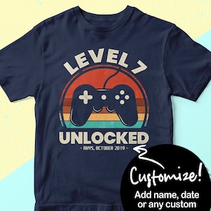 7th Birthday Shirt, Seven Year Old Birthday, 7 Years Old, Video Game Shirt, Seventh Birthday, Birthday Boy, Level 7 Unlocked, Gamer Birthday