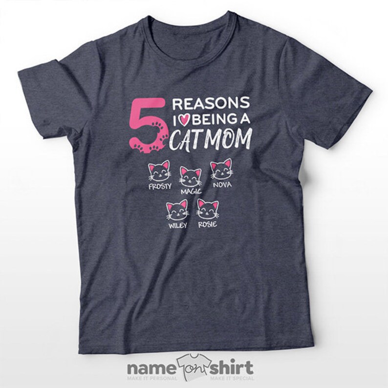 Personalized Cat Mom Shirt Rescue Cat Mom Gift Pet Mom Cat Lady T-shirt Cat Lover Shirt Cat Owner Gift Cat Lover Tee Cat Lover Mom Premium Navy