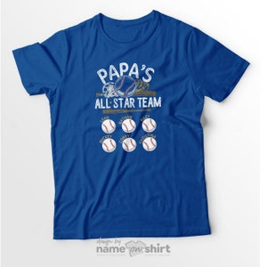 Personalized Baseball Grandpa Shirt With Grandkids Names Custom Baseball Gifts For Dad Grandpa Birthday Gift For Grandpa Shirt All Star Classic Blue