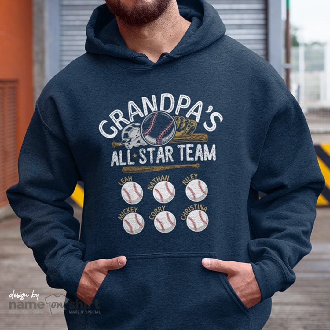 Personalized Baseball Grandpa Hoodie Sweatshirts With Grandkids Names
