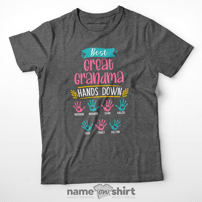 Best Grandma Shirt Grandma Gift For Grandma Nana Shirt Grandma Tshirt Mom Shirt Grandma Shirts Grandma Tee New Grandma With Grandkids Names Premium Dark Grey