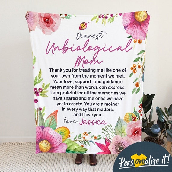 Personalized Bonus Mom Gift Blanket, Gifts for Bonus Mom Gift, to My Step Mom  Gift for Unbiological Mom, Soft Throw for Christmas, Birthday 