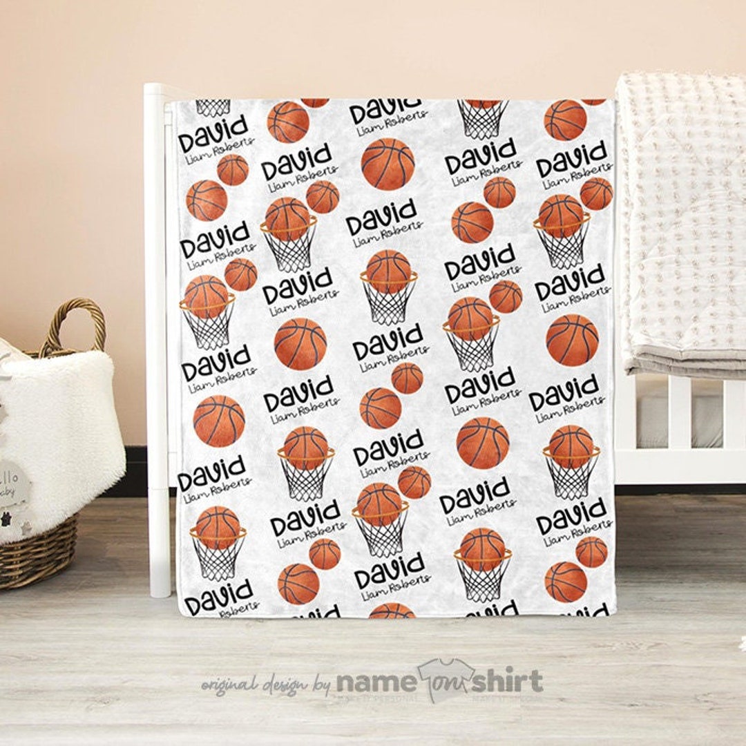 Personalized Basketball Blanket, Basketball Gift, Personalized Baby Blanket Boy, Custom