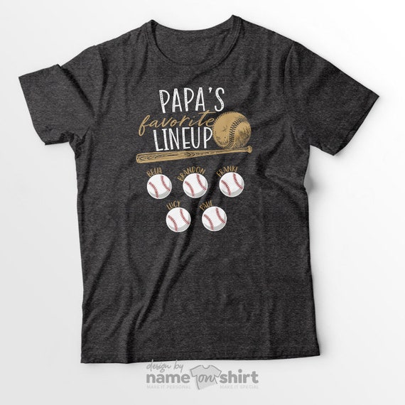 Custom Baseball Papa Shirt With Grandkids' Names, Papa's
