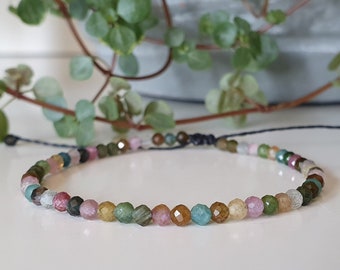 Pulsera delicada de turmalina - turmalinas - pulsera de piedras preciosas - piedras preciosas - boho - boda - piedras preciosas - minimalista - pulsera elegante