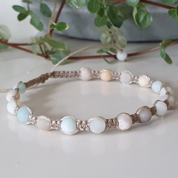 Amazonit Makramee Bracelet - Bracelet Shamballa - Pierres précieuses - boho - Mariage - Gemstones - minimaliste - Amazonite