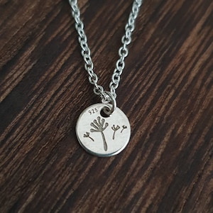 Collana con dente di leone in argento Sterling 925 - collana con dente di leone - collana minimalista - stratificazione - collana con ciondolo con dente di leone - matrimonio