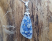 Necklace with Resin Pendant Forget-me-not - Drop - Minimalist - Forget me not - blossom - flower pendant - Nature - Terrarium - wedding